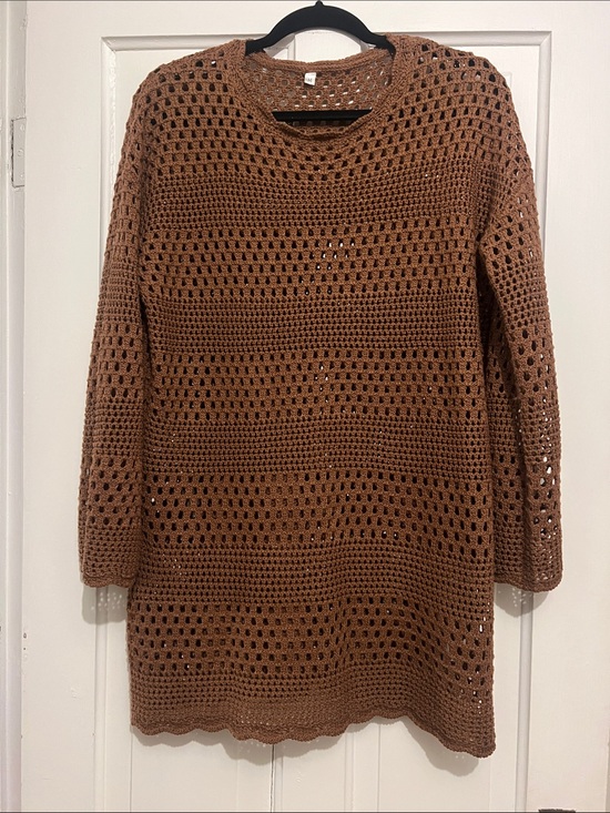 Amazon Essentials Other - Amazon Essentials Brown Crochet Open-Stitch Swim Coverup